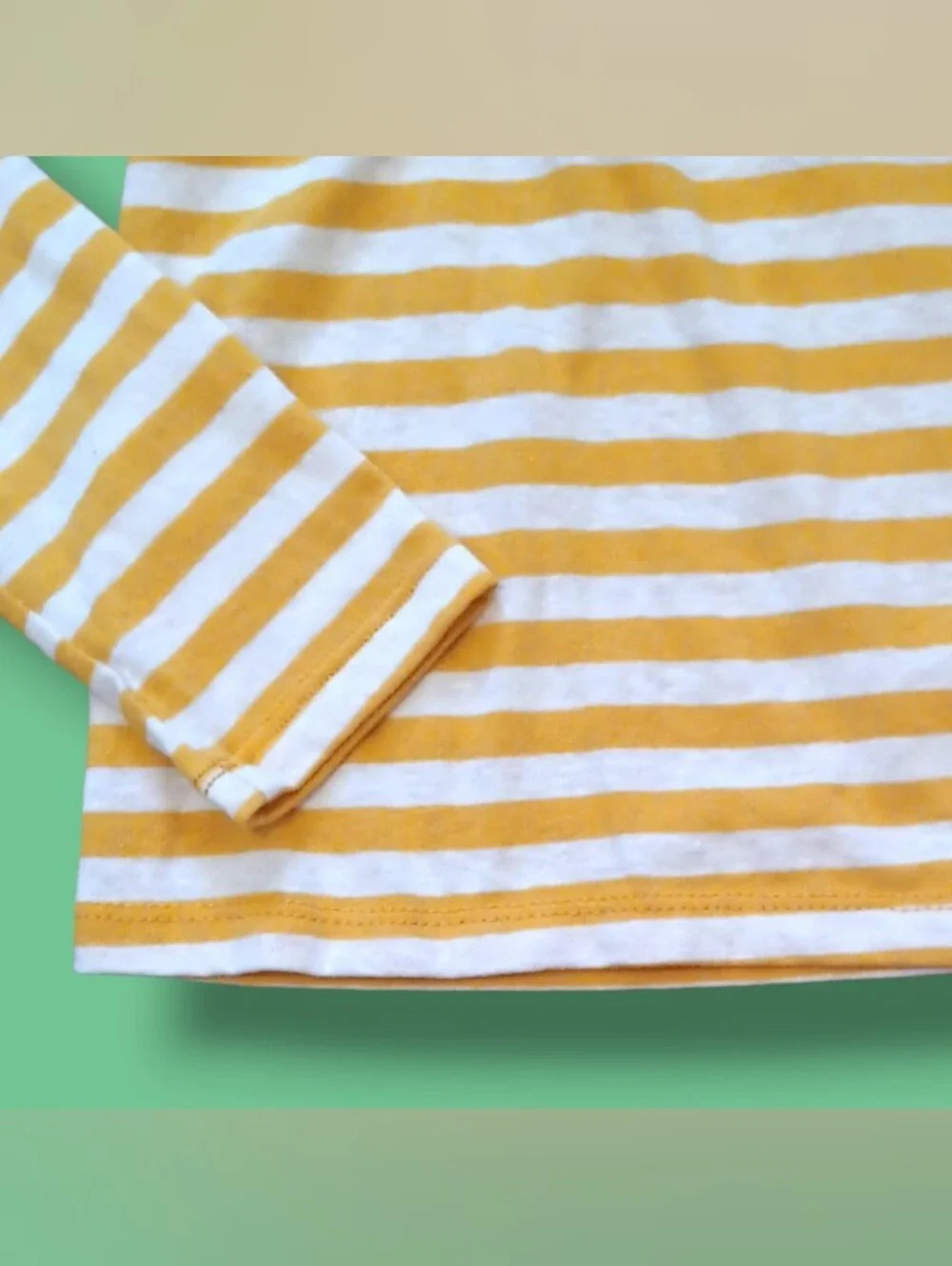 JCrew Women's Yellow & White Stripe Tie-Hem Long Sleeve Top